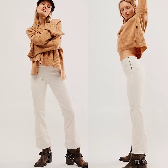 NEW Free People In My Feelings Velvet Crop Slim Flare Pants - Picture 12 of 15